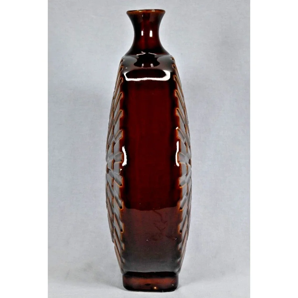 RARE Carolyn Kinder Mid Century Modern Brown Decanter 13.5